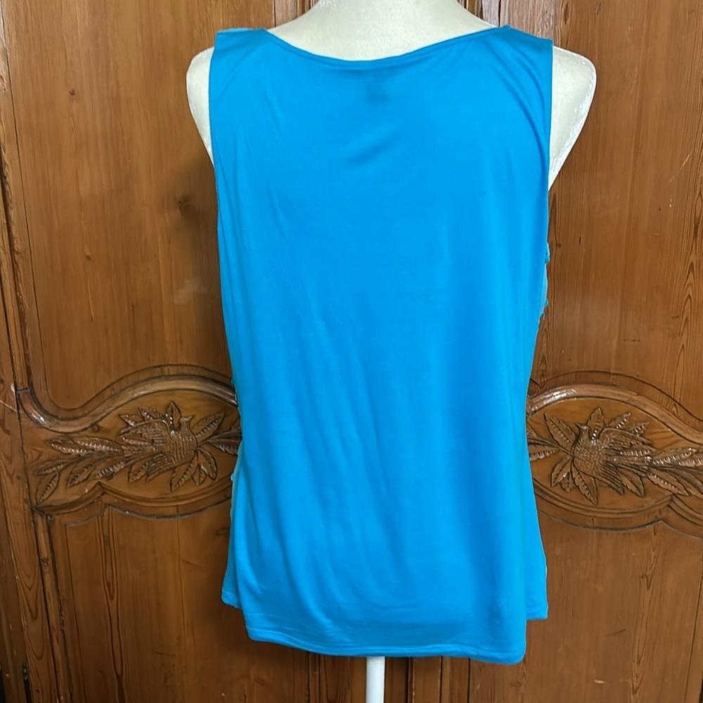 Ann Taylor Lazer Cut Turquoise Tank Top - Picture 4 of 6